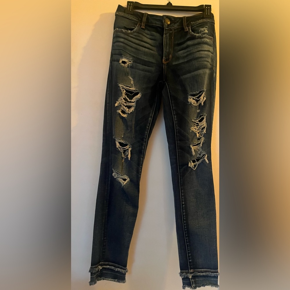 American Eagle Dark Denim Distressed Jeans - Picture 2 of 3